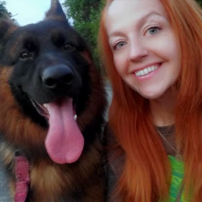 Nicole Carter with her German Shepherd